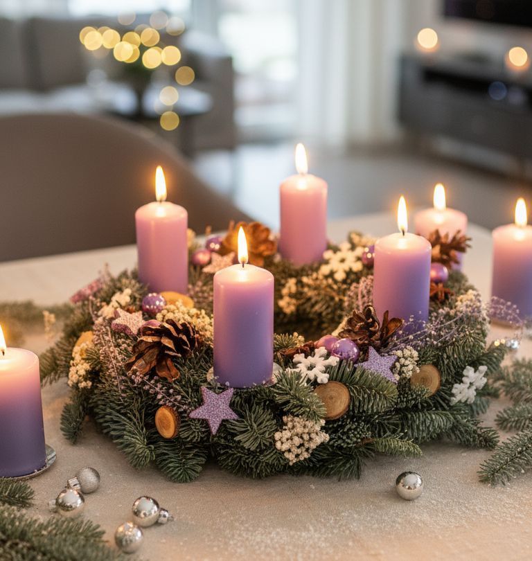 Adventní věnec Praha výroba ze živé chvoje